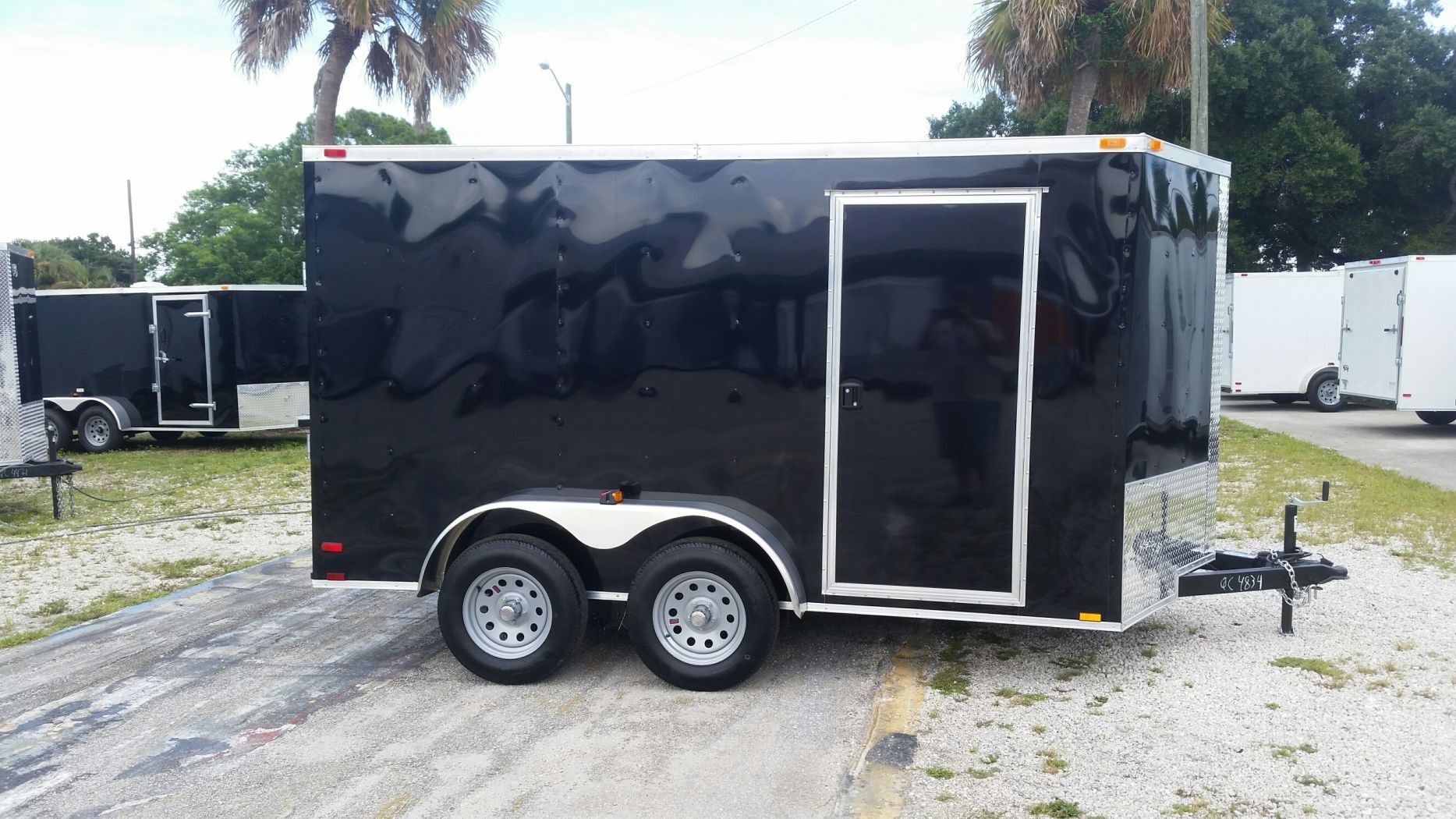 7x12 TA Trailer - Black, Ramp, Side Door, Extra Height