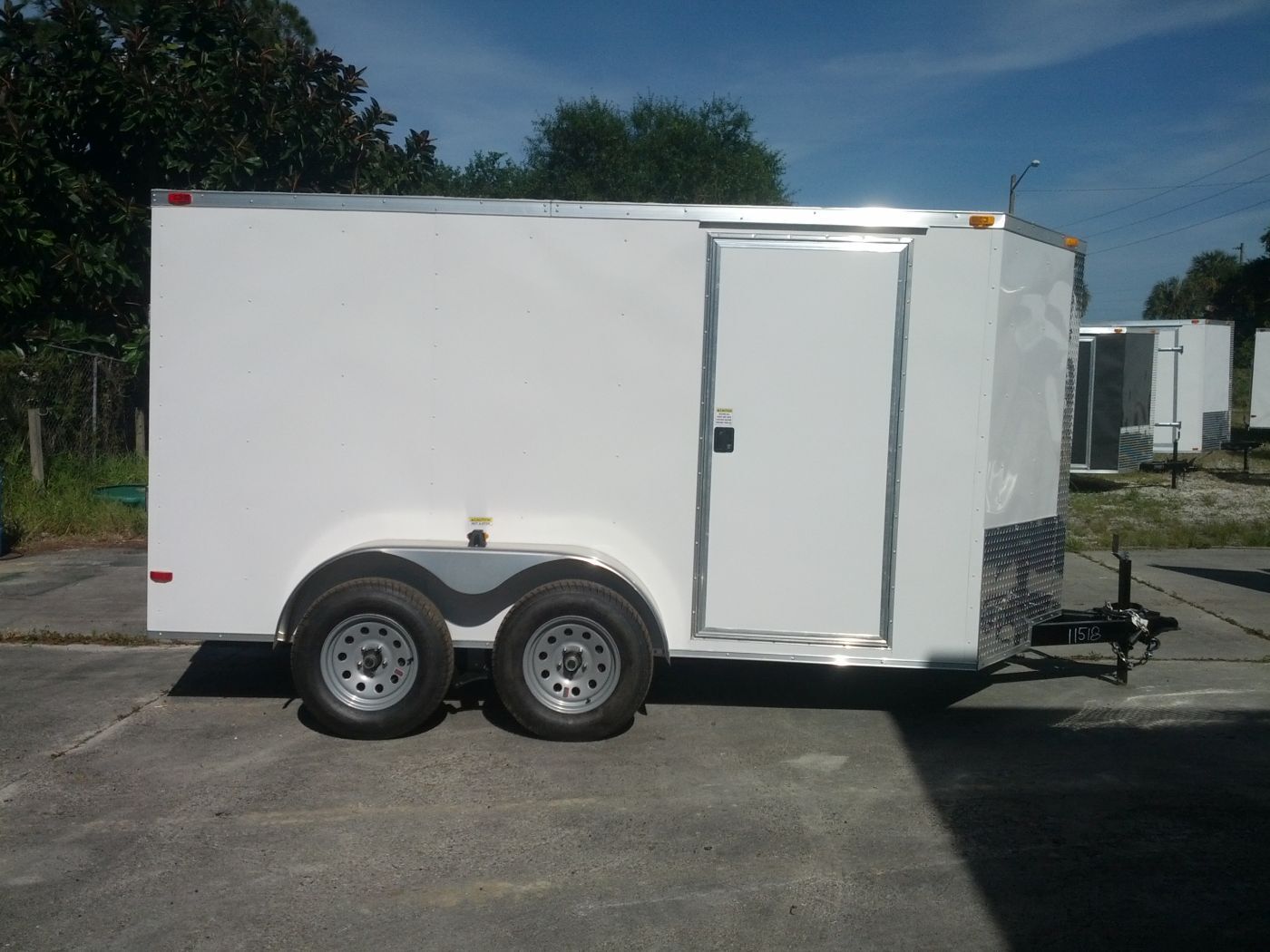 6x12 TA Trailer - White, Ramp, Side Door