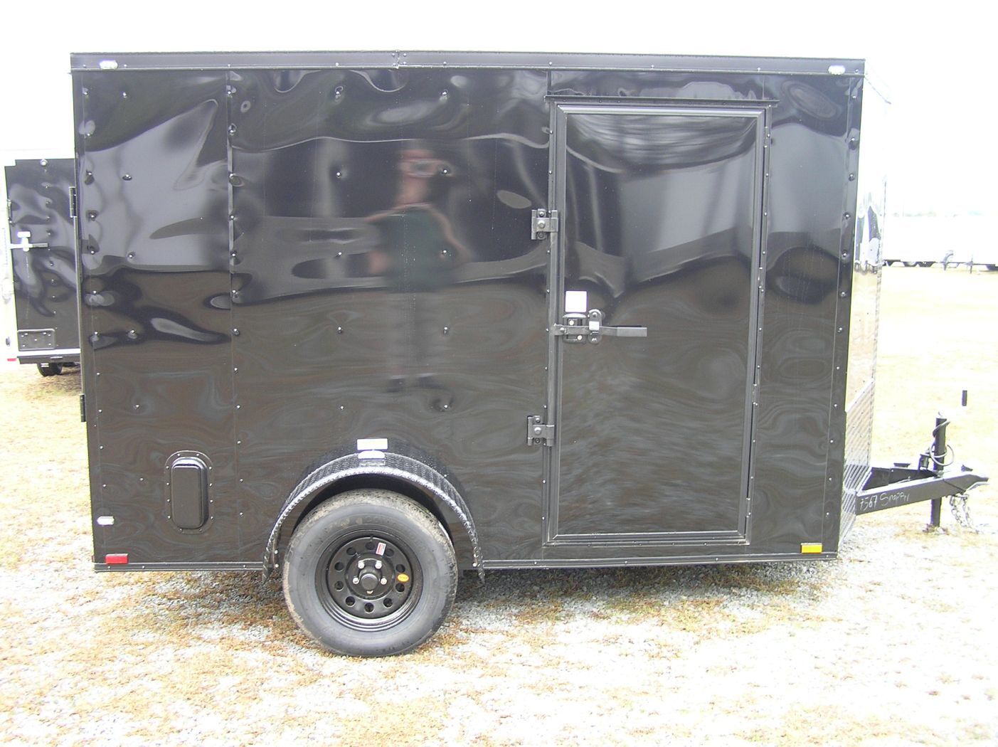 Quality Cargo 7x10 SA Trailer - Black, Ramp, Side Door, Extra Height, Electric Brakes, Blackout