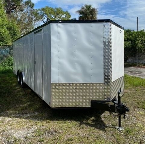 Douglas Trailers 8.5x24 TA Trailer - White, Ramp, Side Door