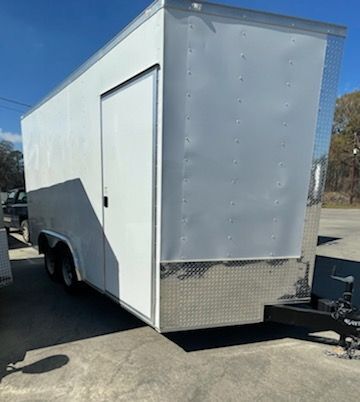 Douglas Trailers 8.5x14 TA Trailer - White, Double Doors, Side Door