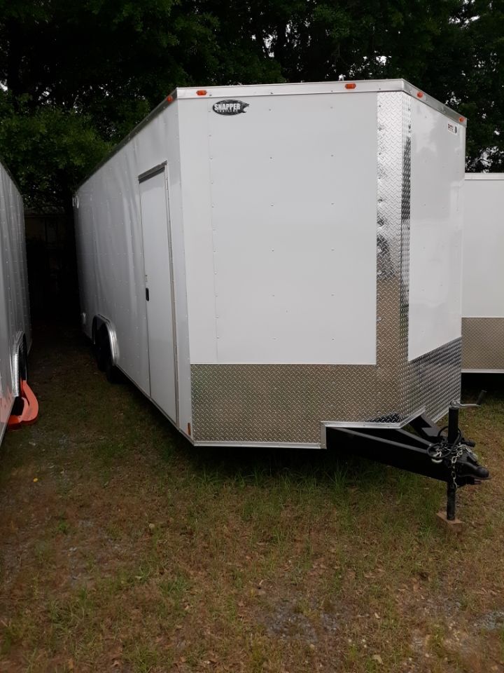 Douglas Trailers 8.5x22 TA Trailer - White, Ramp, Side Door, extra height